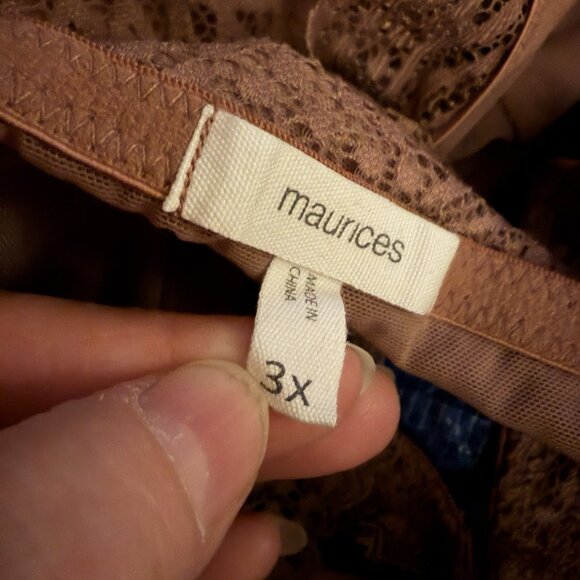 Maurice’s Dusty Mauve Padded Racerback Lace Bralette 3X Feminine Romantic Date - Picture 4 of 7
